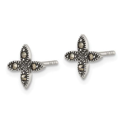 Sterlingsilber Antikisiert Markasit Fantasie Blume Ohrstecker