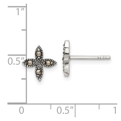 Sterlingsilber Antikisiert Markasit Fantasie Blume Ohrstecker