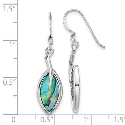 Sterlingsilber Rhodiniert Abalone Blatt Ohrhänger