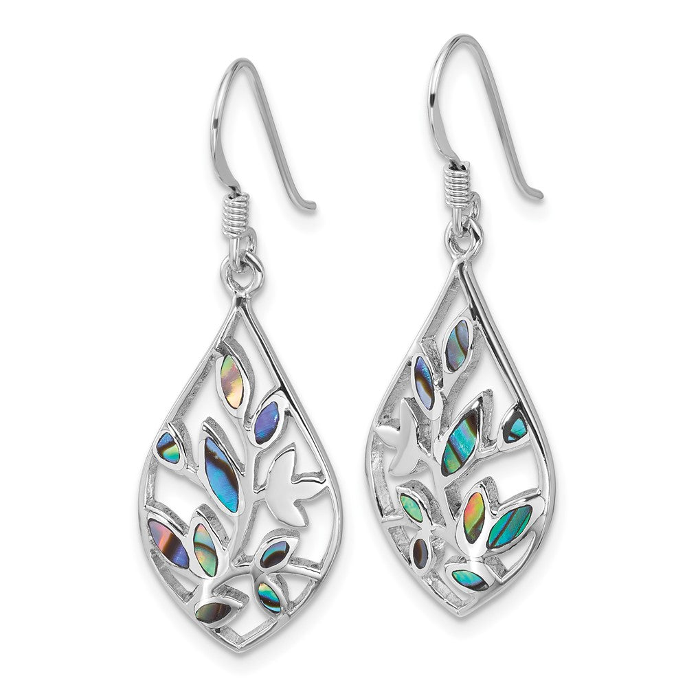 Sterlingsilber Rhodiniert Poliert Abalone Blumen Ohrringe