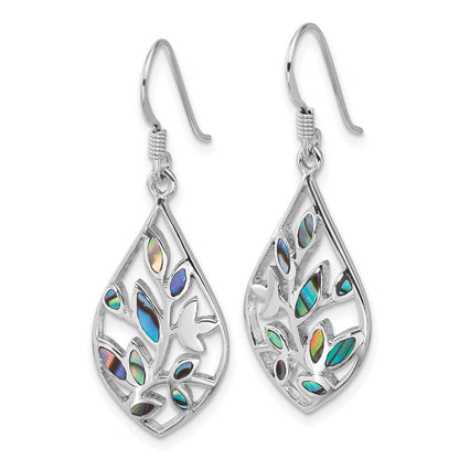 Sterlingsilber Rhodiniert Poliert Abalone Blumen Ohrringe