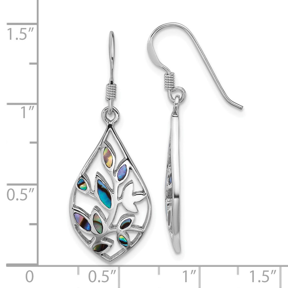Sterlingsilber Rhodiniert Poliert Abalone Blumen Ohrringe