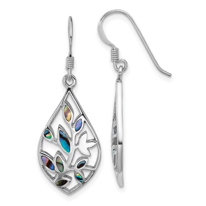 Sterlingsilber Rhodiniert Poliert Abalone Blumen Ohrringe