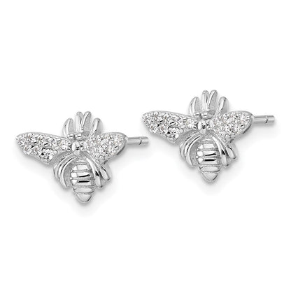 Sterlingsilber Rhodiniert Poliert Zirkonia Biene Ohrstecker