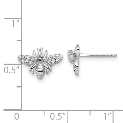 Sterlingsilber Rhodiniert Poliert Zirkonia Biene Ohrstecker