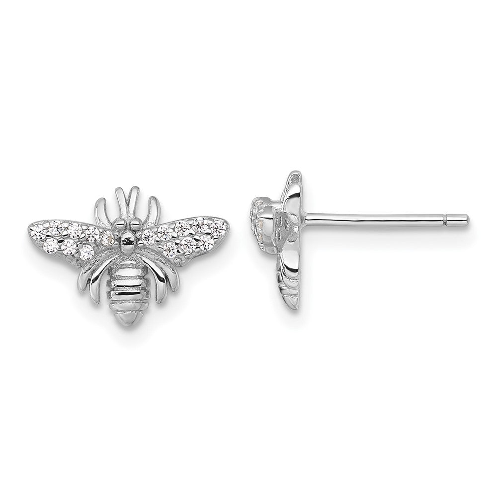 Sterlingsilber Rhodiniert Poliert Zirkonia Biene Ohrstecker