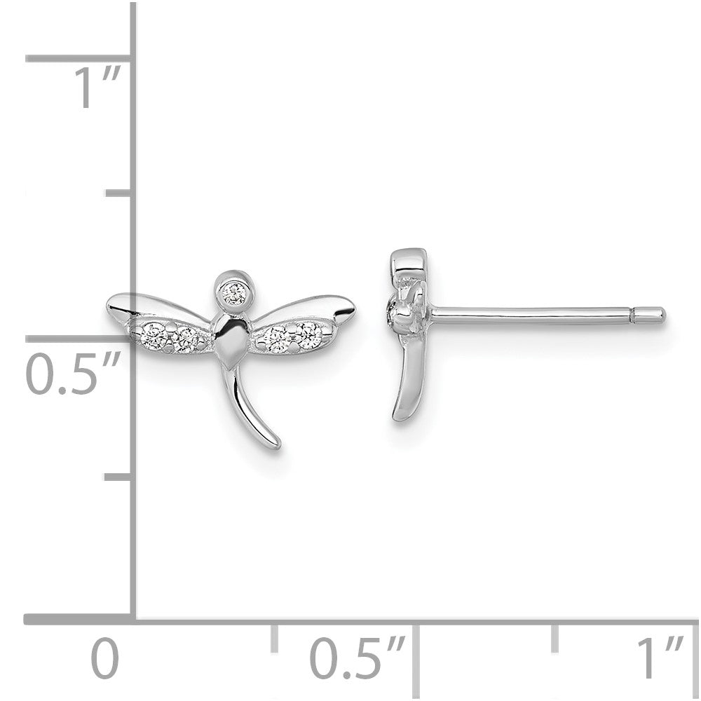 Sterlingsilber Rhodiniert Poliert Zirkonia Libelle Ohrstecker