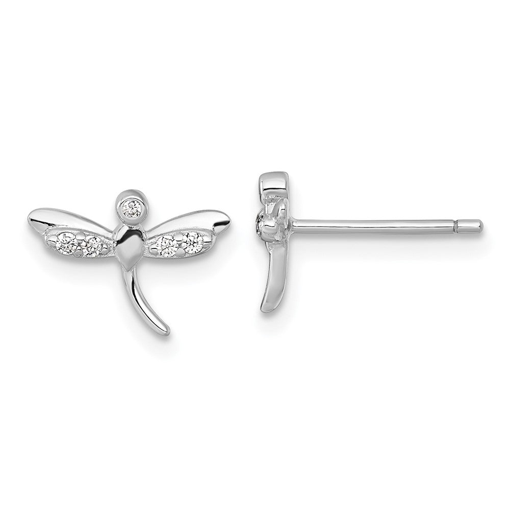 Sterlingsilber Rhodiniert Poliert Zirkonia Libelle Ohrstecker