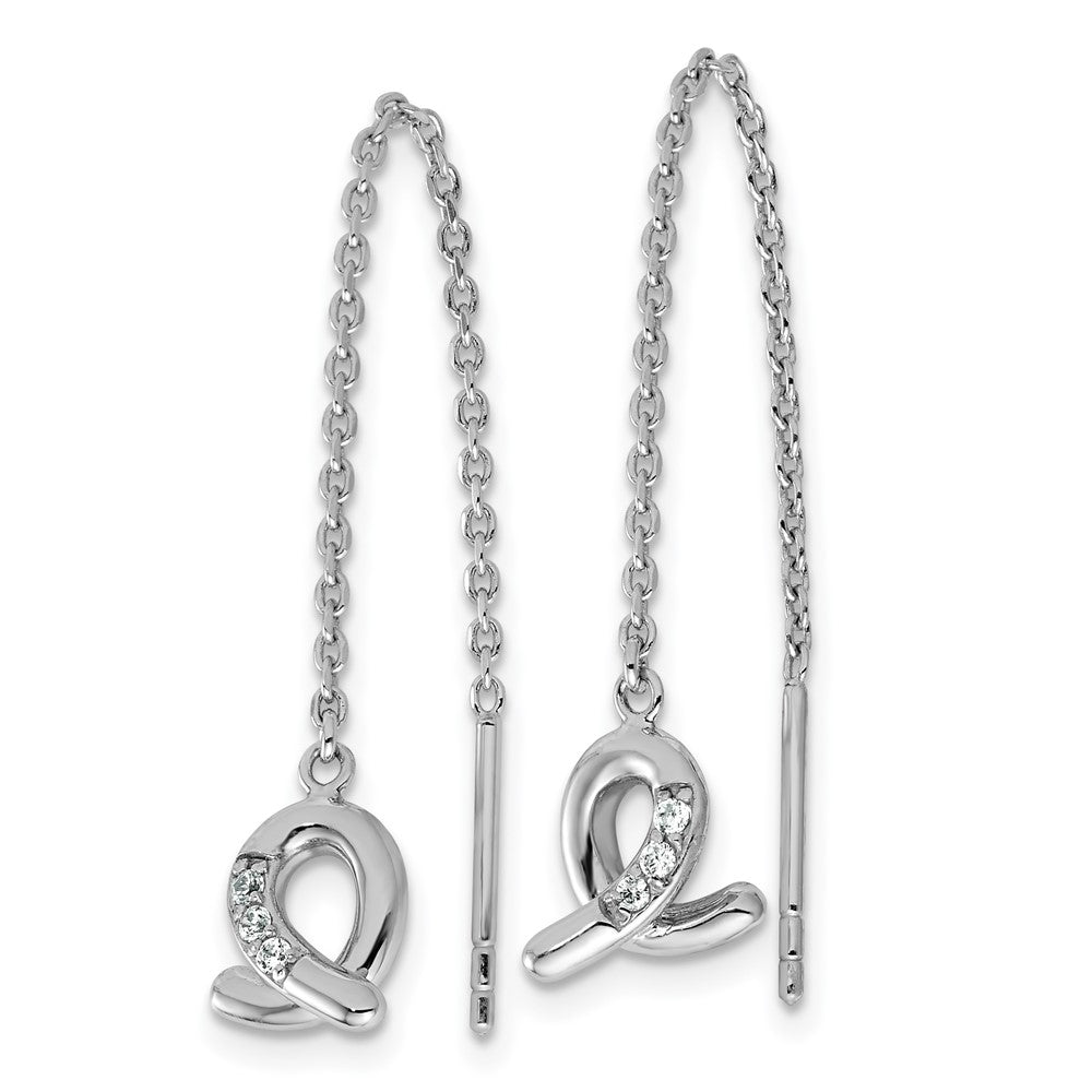 Sterlingsilber Rhodiniert Zirkonia Loop Hängend Durchzieher-Ohrringe
