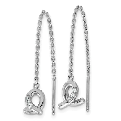Sterlingsilber Rhodiniert Zirkonia Loop Hängend Durchzieher-Ohrringe