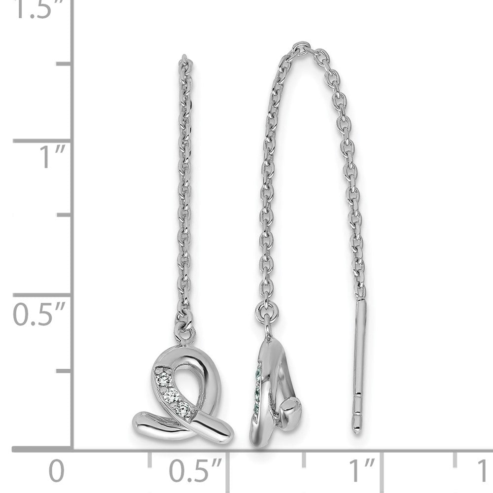 Sterlingsilber Rhodiniert Zirkonia Loop Hängend Durchzieher-Ohrringe