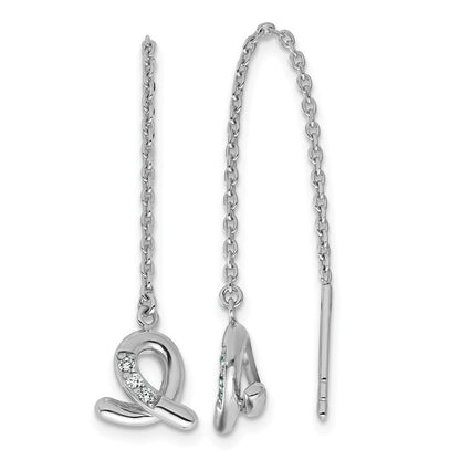 Sterlingsilber Rhodiniert Zirkonia Loop Hängend Durchzieher-Ohrringe