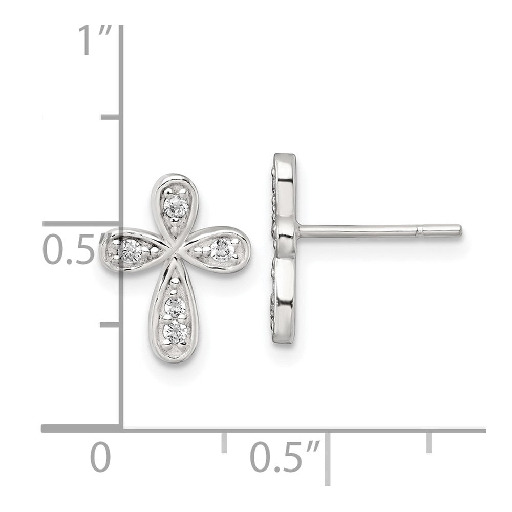 Sterlingsilber Poliert Zirkonia Kreuz Ohrstecker