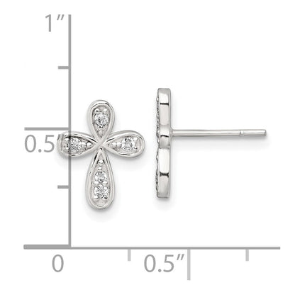 Sterlingsilber Poliert Zirkonia Kreuz Ohrstecker
