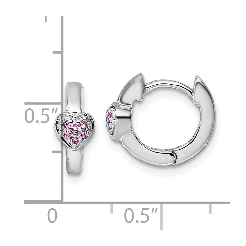 Sterlingsilber Rhodiniert Kinder Rosa Zirkonia Herz Creolen
