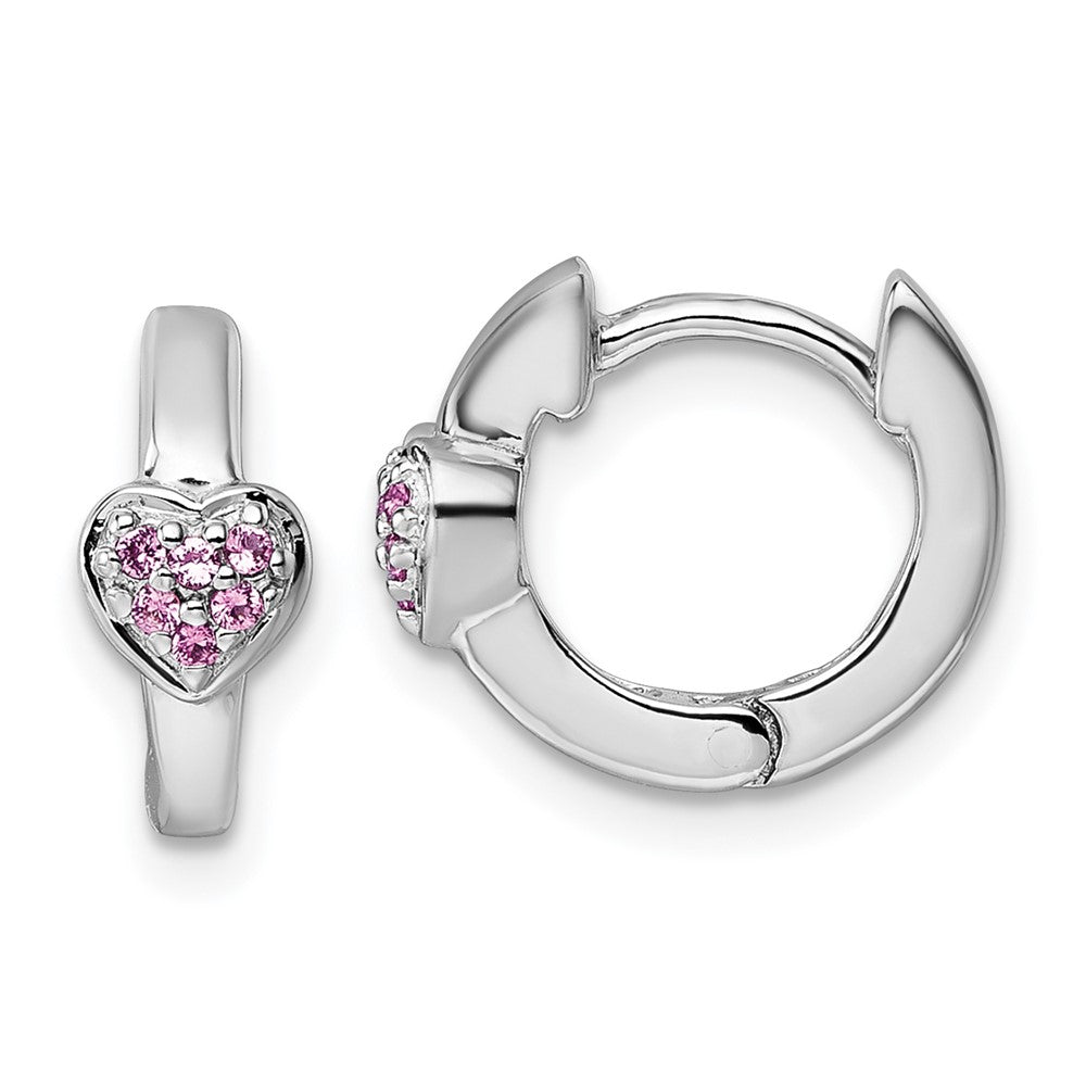 Sterlingsilber Rhodiniert Kinder Rosa Zirkonia Herz Creolen