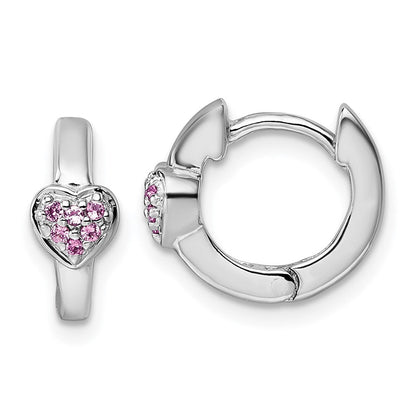 Sterlingsilber Rhodiniert Kinder Rosa Zirkonia Herz Creolen
