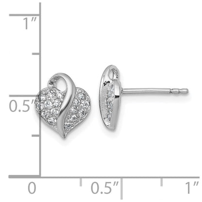 Sterlingsilber Rhodiniert Poliert Zirkonia Herz Kinder Ohrstecker