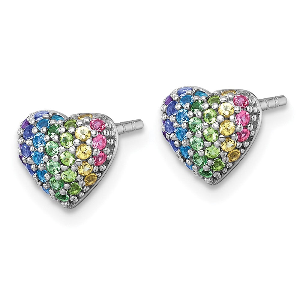 Sterlingsilber Rhodiniert-pl Farbe Nano Crystals Herz Kinder Ohrstecker