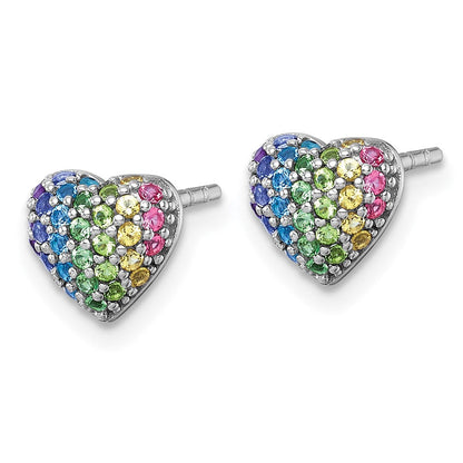 Sterlingsilber Rhodiniert-pl Farbe Nano Crystals Herz Kinder Ohrstecker