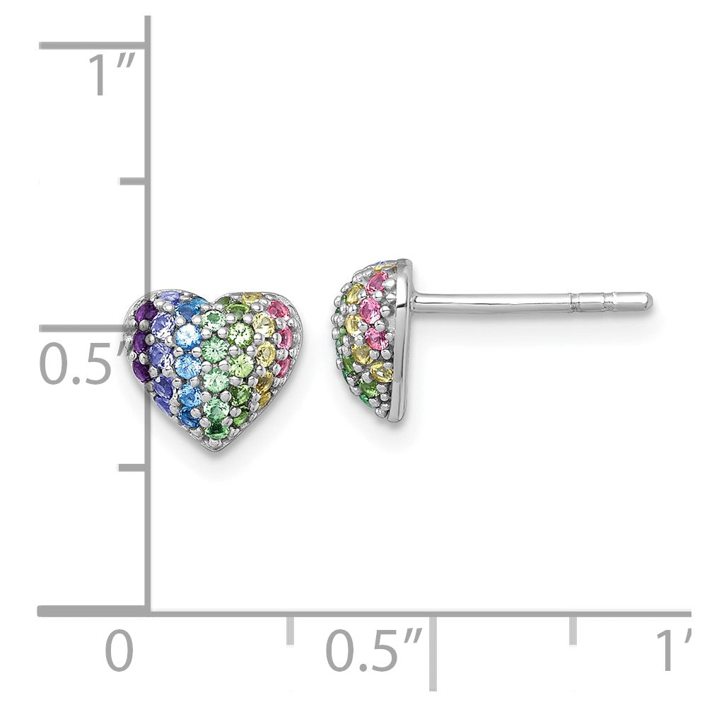 Sterlingsilber Rhodiniert-pl Farbe Nano Crystals Herz Kinder Ohrstecker