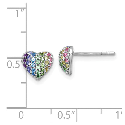 Sterlingsilber Rhodiniert-pl Farbe Nano Crystals Herz Kinder Ohrstecker