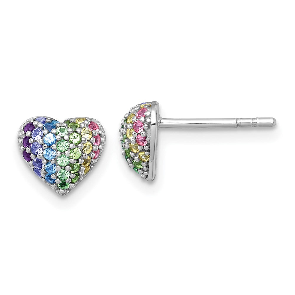 Sterlingsilber Rhodiniert-pl Farbe Nano Crystals Herz Kinder Ohrstecker