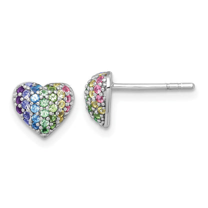 Sterlingsilber Rhodiniert-pl Farbe Nano Crystals Herz Kinder Ohrstecker