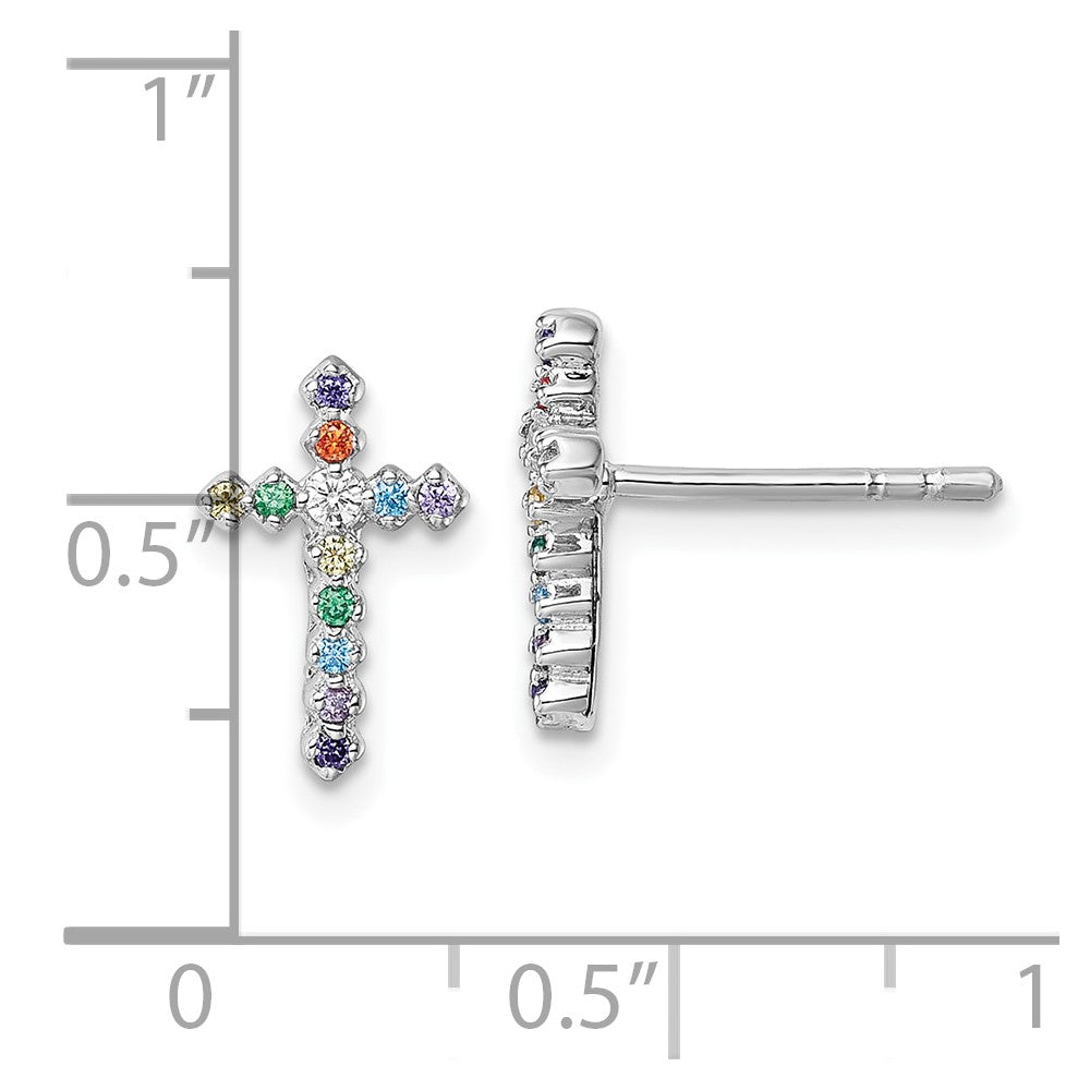 Sterlingsilber Rhodiniert Kinder Zirkonia Kreuz Ohrstecker