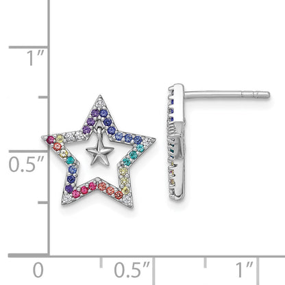 Sterlingsilber Rhodiniert-pl Farbe Nano Crystals Stern mit Mini Stern Kinder Ohrstecker