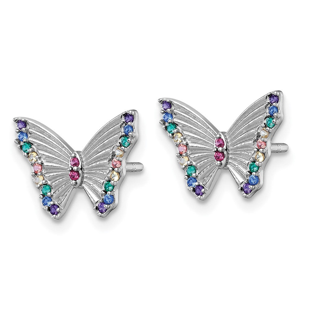 Sterlingsilber Rhodiniert-pl Farbe Nano Crystals Schmetterling Kinder Ohrstecker