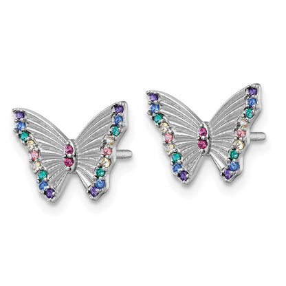 Sterlingsilber Rhodiniert-pl Farbe Nano Crystals Schmetterling Kinder Ohrstecker