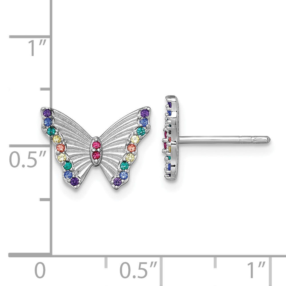 Sterlingsilber Rhodiniert-pl Farbe Nano Crystals Schmetterling Kinder Ohrstecker