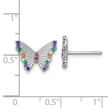 Sterlingsilber Rhodiniert-pl Farbe Nano Crystals Schmetterling Kinder Ohrstecker