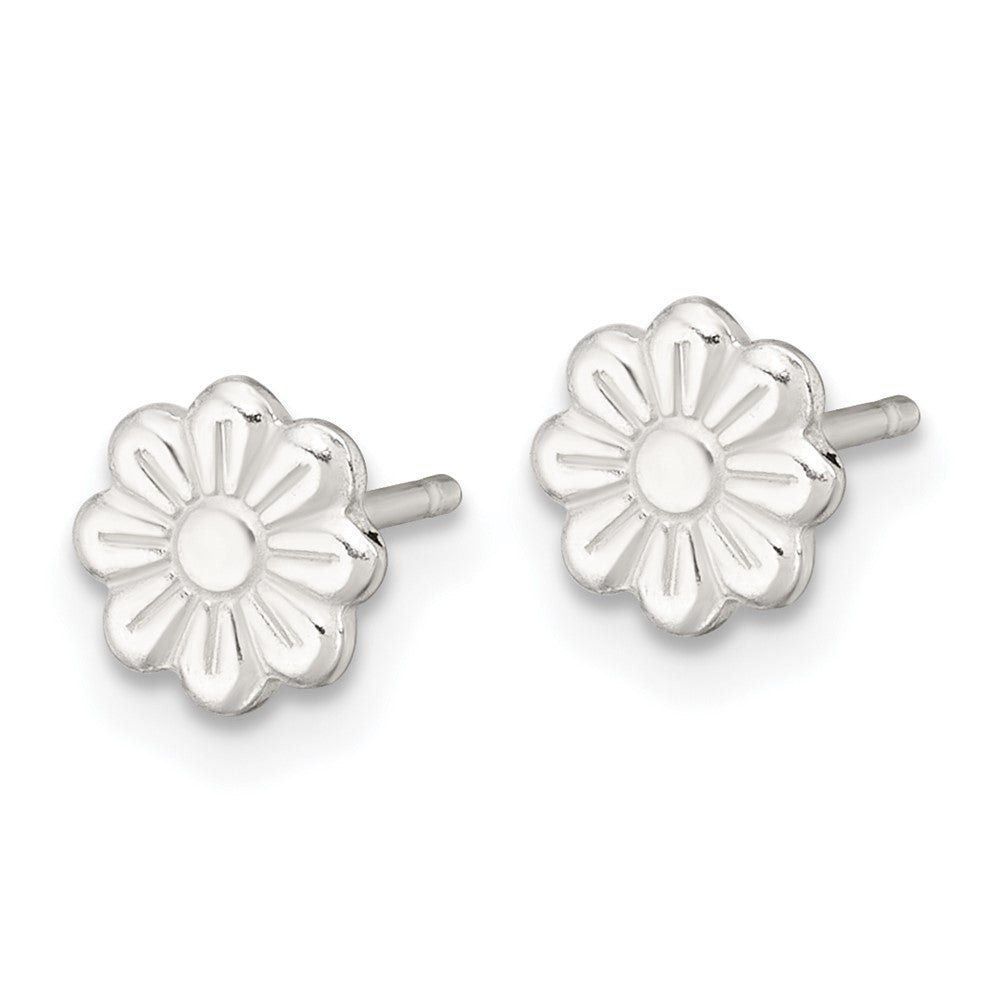 Sterlingsilber Poliert Blume Kinder Ohrstecker