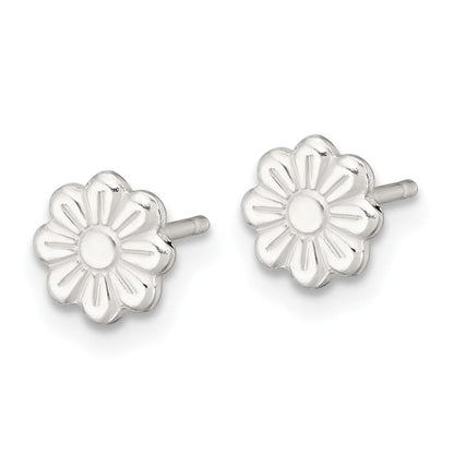 Sterlingsilber Poliert Blume Kinder Ohrstecker