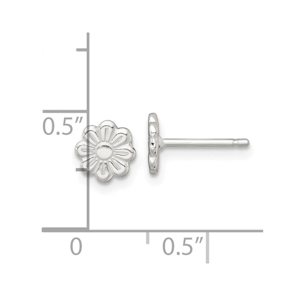 Sterlingsilber Poliert Blume Kinder Ohrstecker