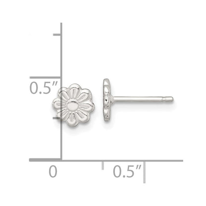 Sterlingsilber Poliert Blume Kinder Ohrstecker