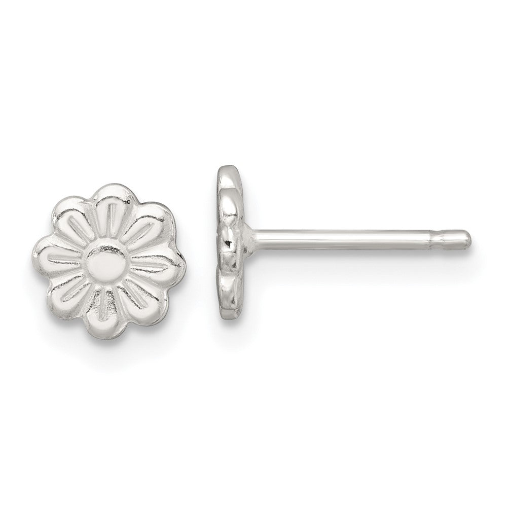 Sterlingsilber Poliert Blume Kinder Ohrstecker