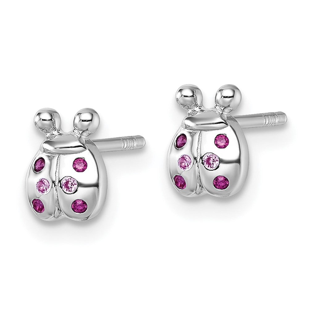 Sterlingsilber Rhodiniert-pl Kinder Rosa Rot Zirkonia Damen Bug Ohrstecker