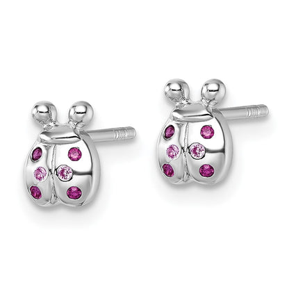 Sterlingsilber Rhodiniert-pl Kinder Rosa Rot Zirkonia Damen Bug Ohrstecker