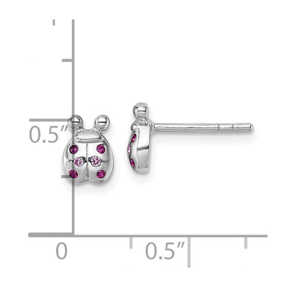 Sterlingsilber Rhodiniert-pl Kinder Rosa Rot Zirkonia Damen Bug Ohrstecker