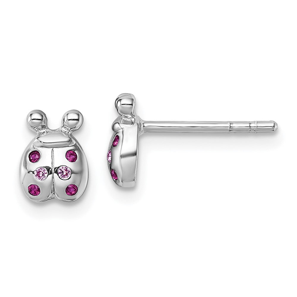 Sterlingsilber Rhodiniert-pl Kinder Rosa Rot Zirkonia Damen Bug Ohrstecker