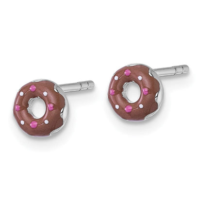 Sterlingsilber Rhodiniert Kinder Emaille Donut Ohrstecker