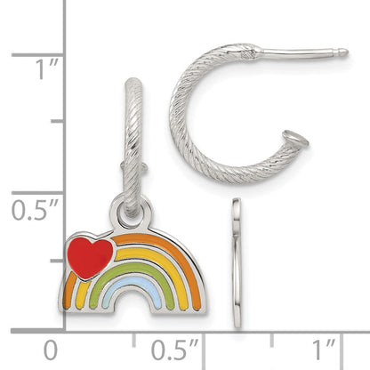 Sterlingsilber Gerillt Emaille Regenbogen Kinder Stecker Hängend Creolen