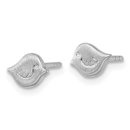 Sterlingsilber Rhodiniert Gebürstet Vogel Ohrstecker