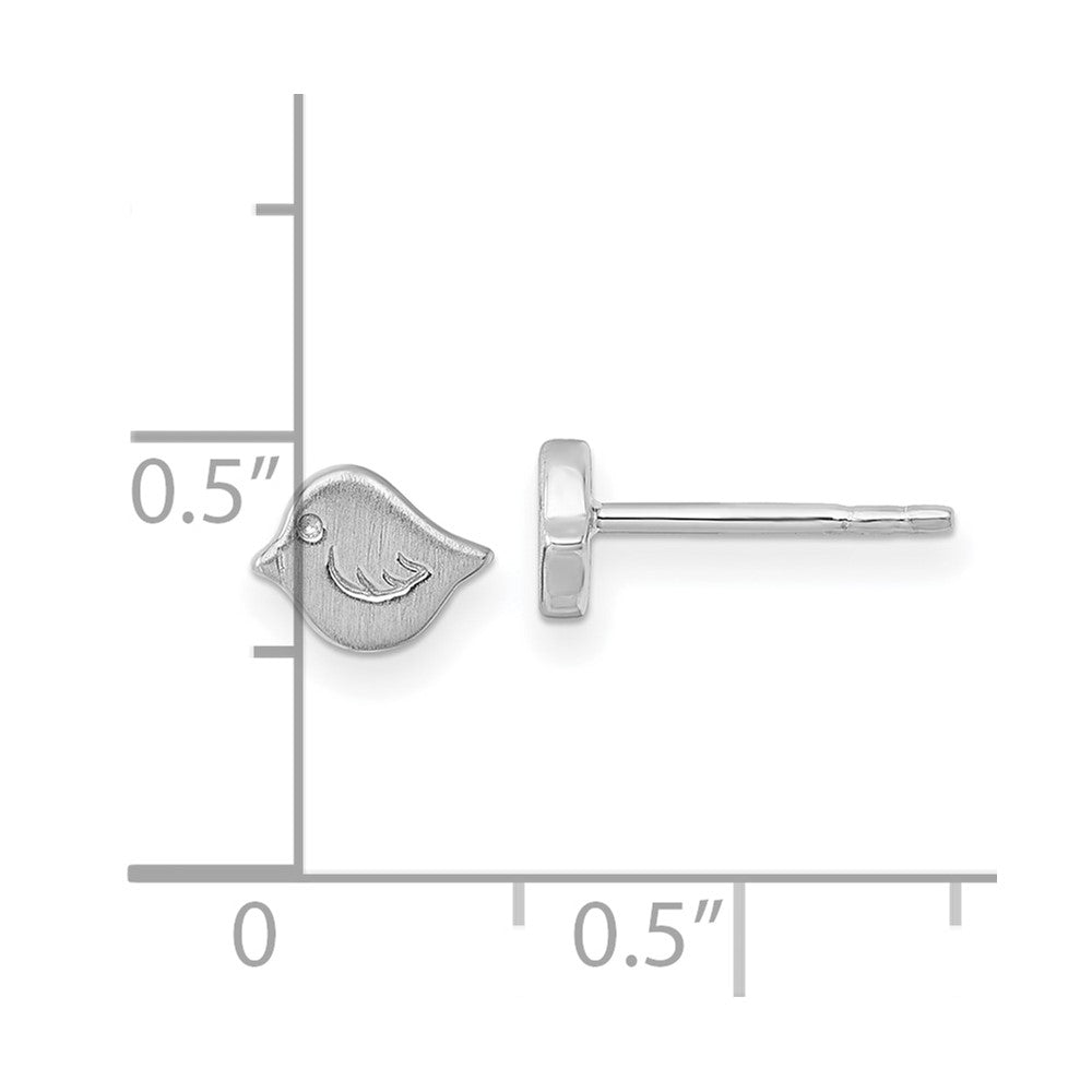 Sterlingsilber Rhodiniert Gebürstet Vogel Ohrstecker