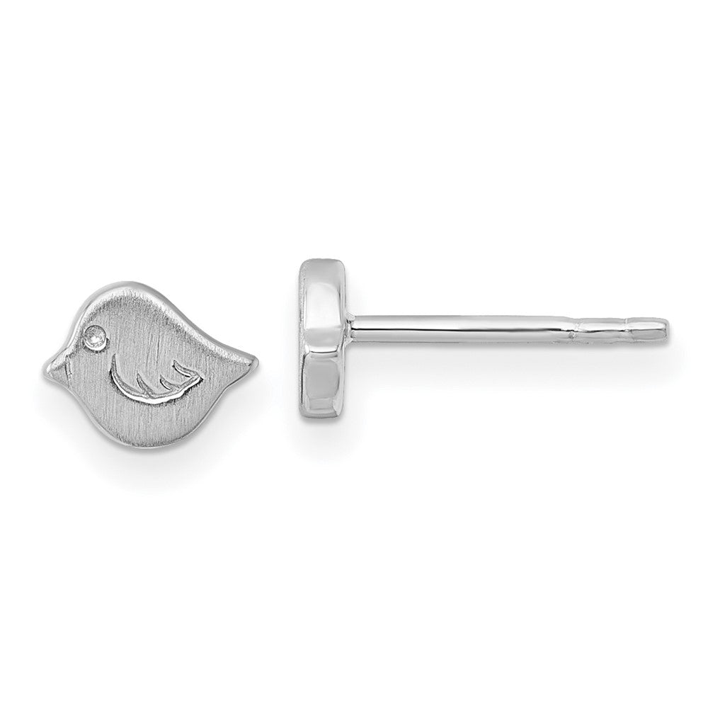 Sterlingsilber Rhodiniert Gebürstet Vogel Ohrstecker