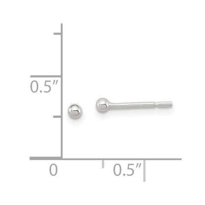 Sterlingsilber Poliert 2mm Kugel Ohrringe