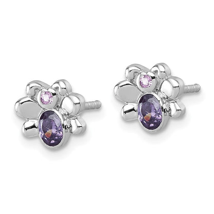 Sterlingsilber Rhodiniert Kinder Zirkonia Schmetterling Ohrstecker